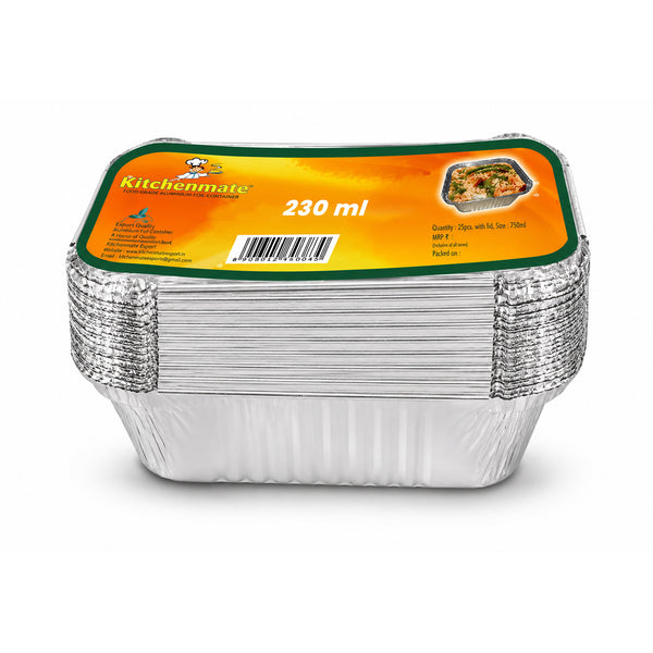 KitchenMate Aluminium Food Containers | 25 Pieces | 11 Microns (Pack of 2)