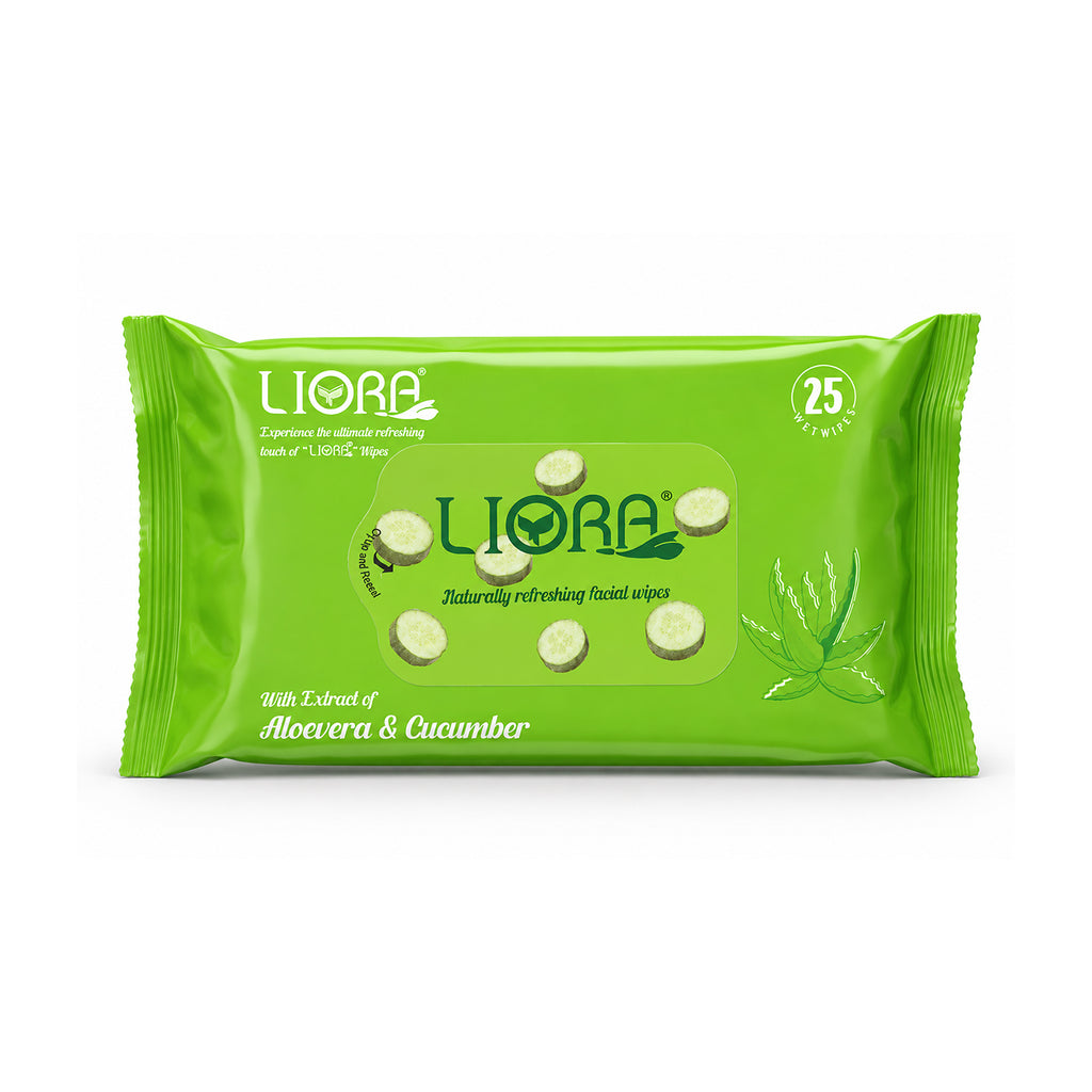 Liora Aloe + Cucumber Refreshing Wet Wipes | 25 Wipes Each (Pack of 3)