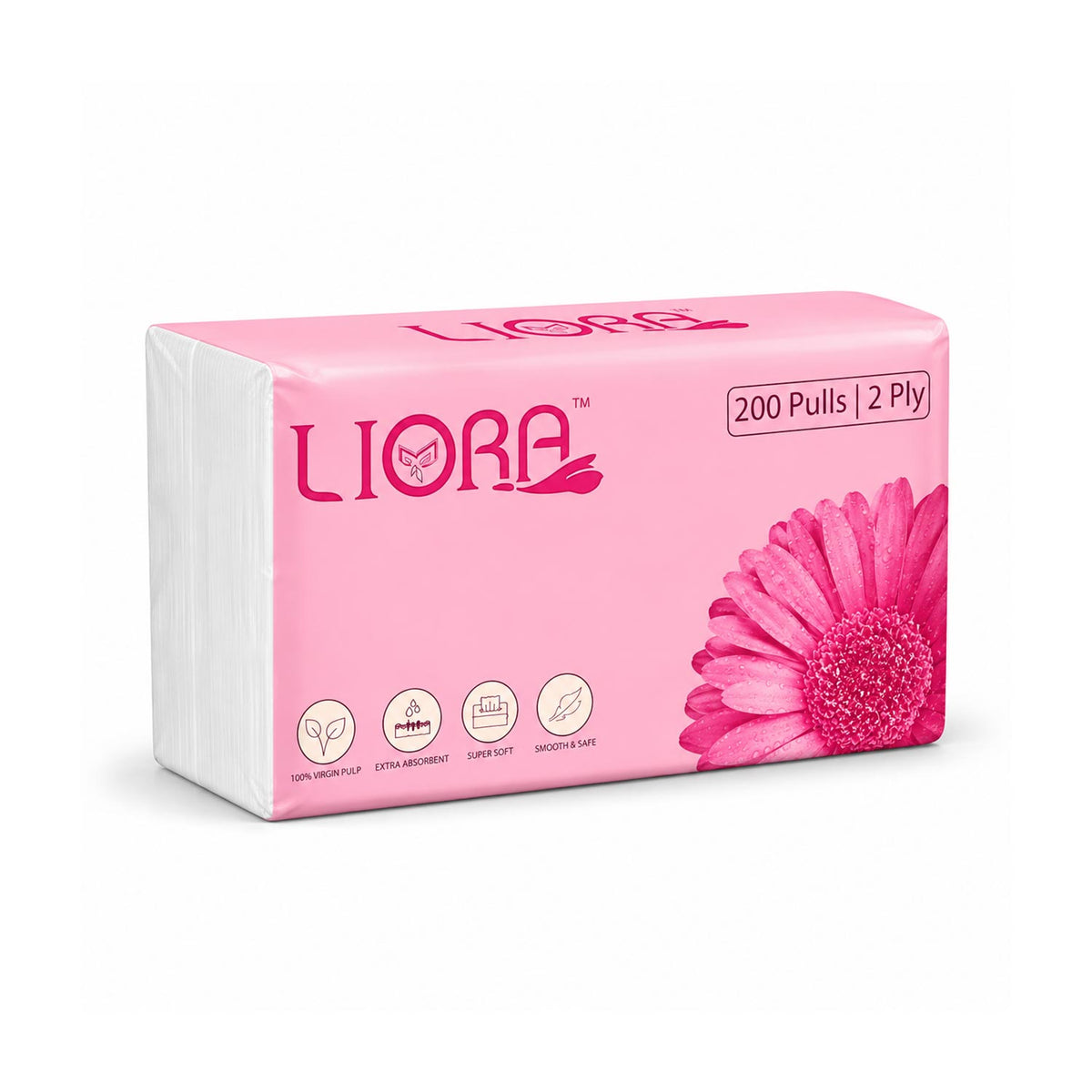 Liora 2 Ply Soft Facial Tissue | 200 Pulls (Pack of 2)