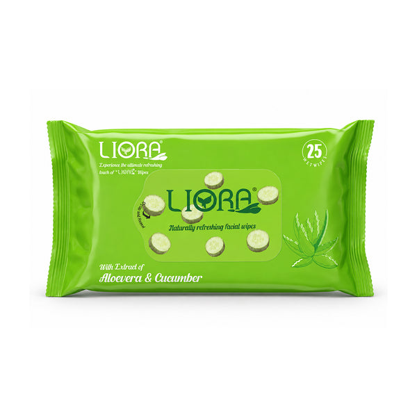 Liora Aloe + Cucumber Refreshing Wet Wipes | 25 Wipes Each (Pack of 3)