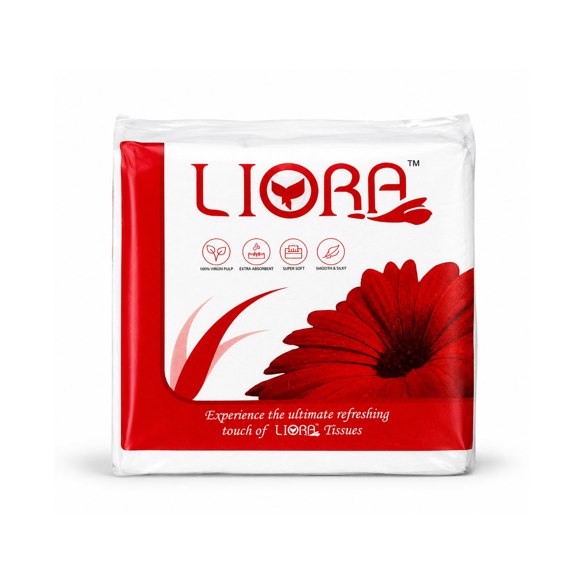 Liora 1 Ply Tissue Paper Napkins | 100 Pulls | 30 × 30 cm (Pack of 10)
