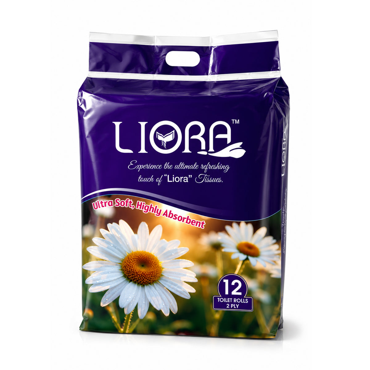 Liora 2 Ply Toilet Paper Roll | 185 Pulls × 12 Rolls | 2,220 Pulls (Pack of 2)