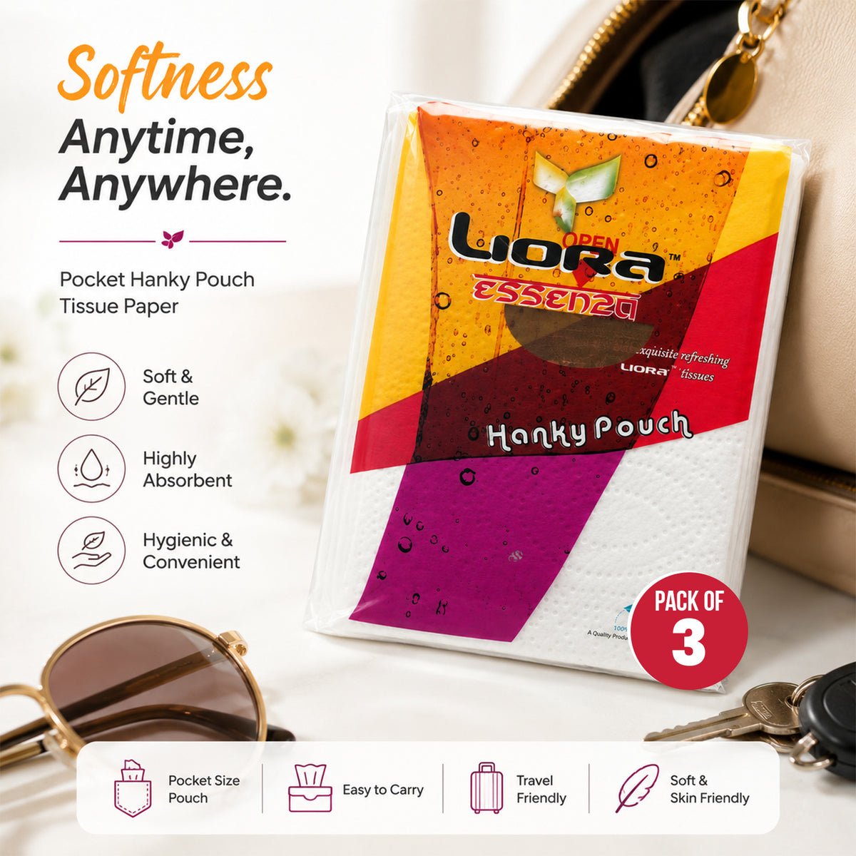 Liora Hanky Pouch | 10 Pulls (Pack of 3)