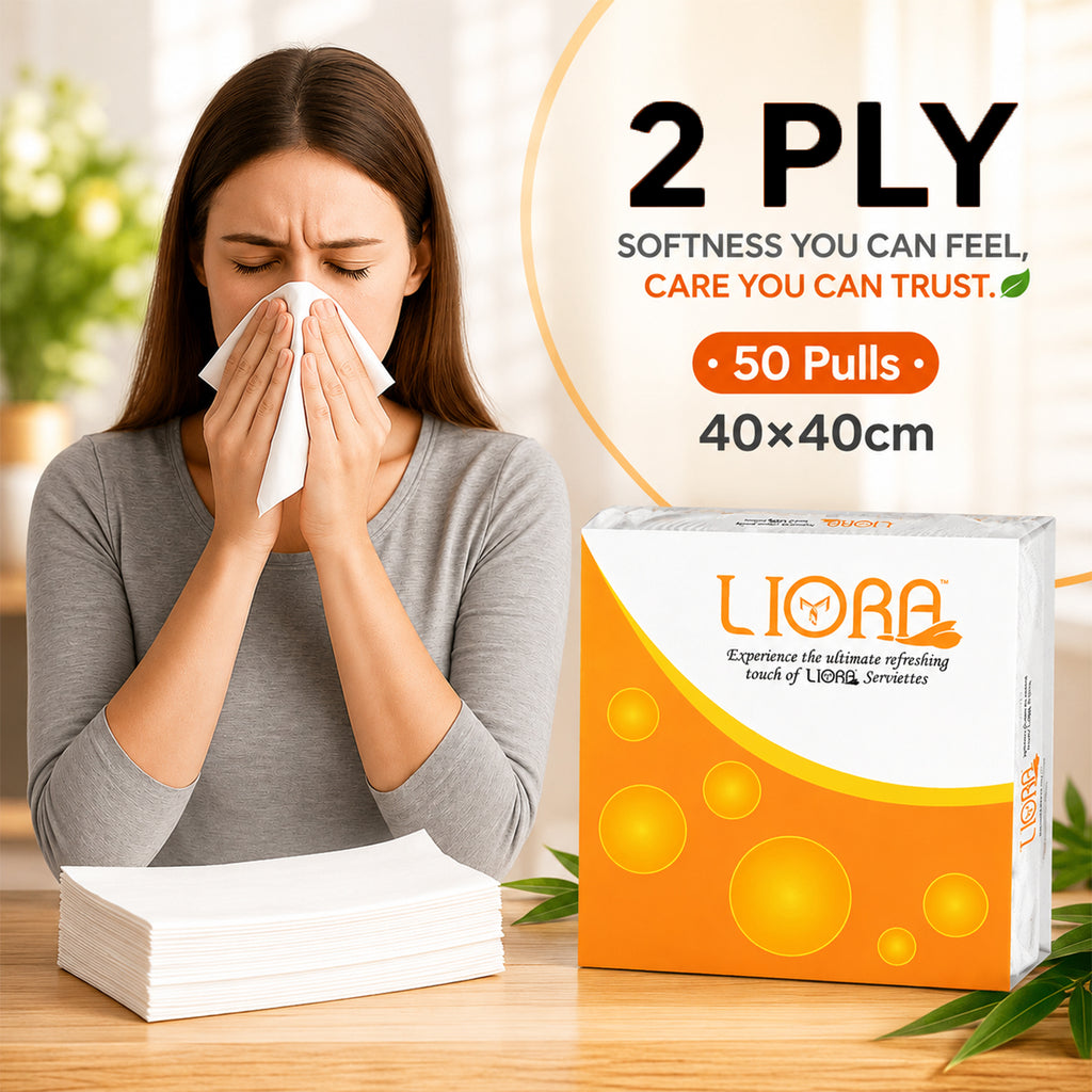 Liora 2 Ply Dinner Napkins | 50 Pulls | 40 × 40 cm (Pack of 2)