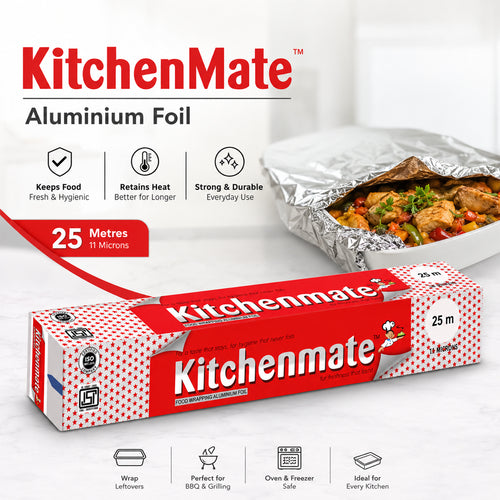 KitchenMate Aluminium Foil | 25 Metres | 11 Microns (Pack of 2)