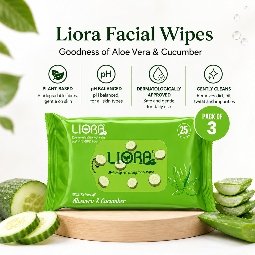 Liora Aloe + Cucumber Refreshing Wet Wipes | 25 Wipes Each (Pack of 3)
