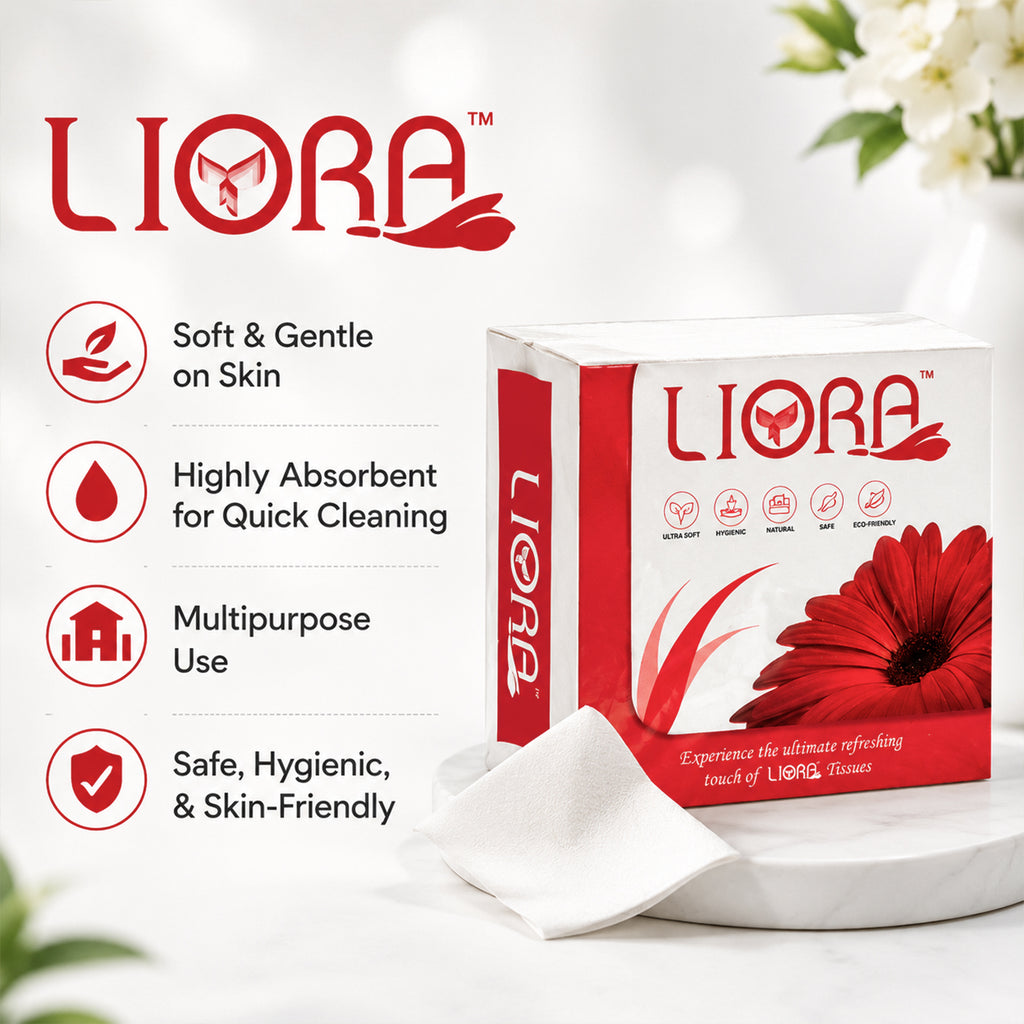 Liora 1 Ply Tissue Paper Napkins | 100 Pulls | 30 × 30 cm (Pack of 10)