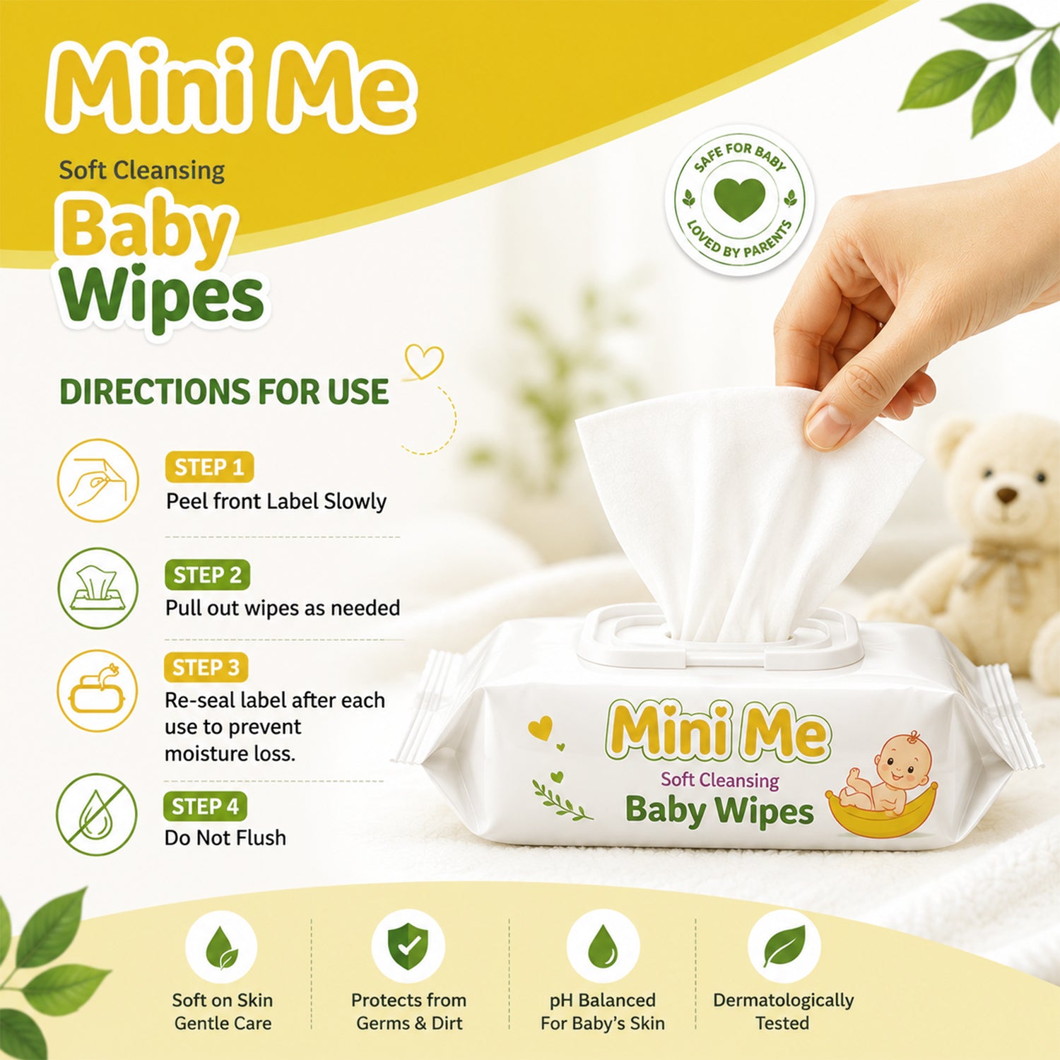 Mini Me Soft Cleansing Baby Wipes with Aloe Vera & Vitamin E | 72 Wipes (Pack of 2)