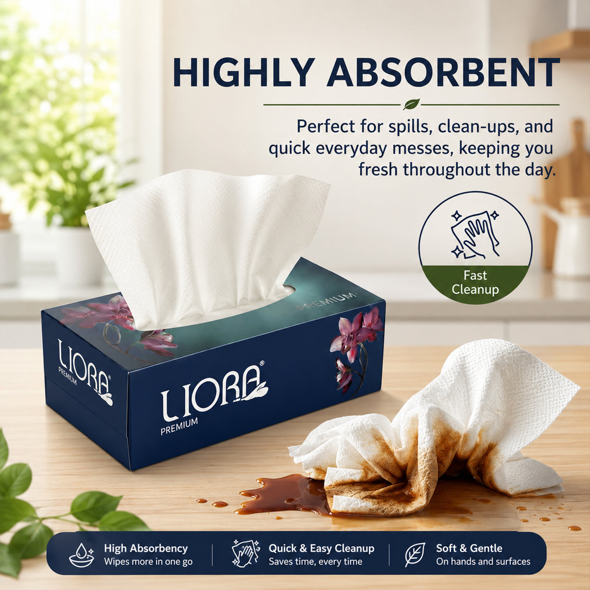 Liora 2 Ply Soft Facial Tissue Box | 100 Pulls (Pack of 2)
