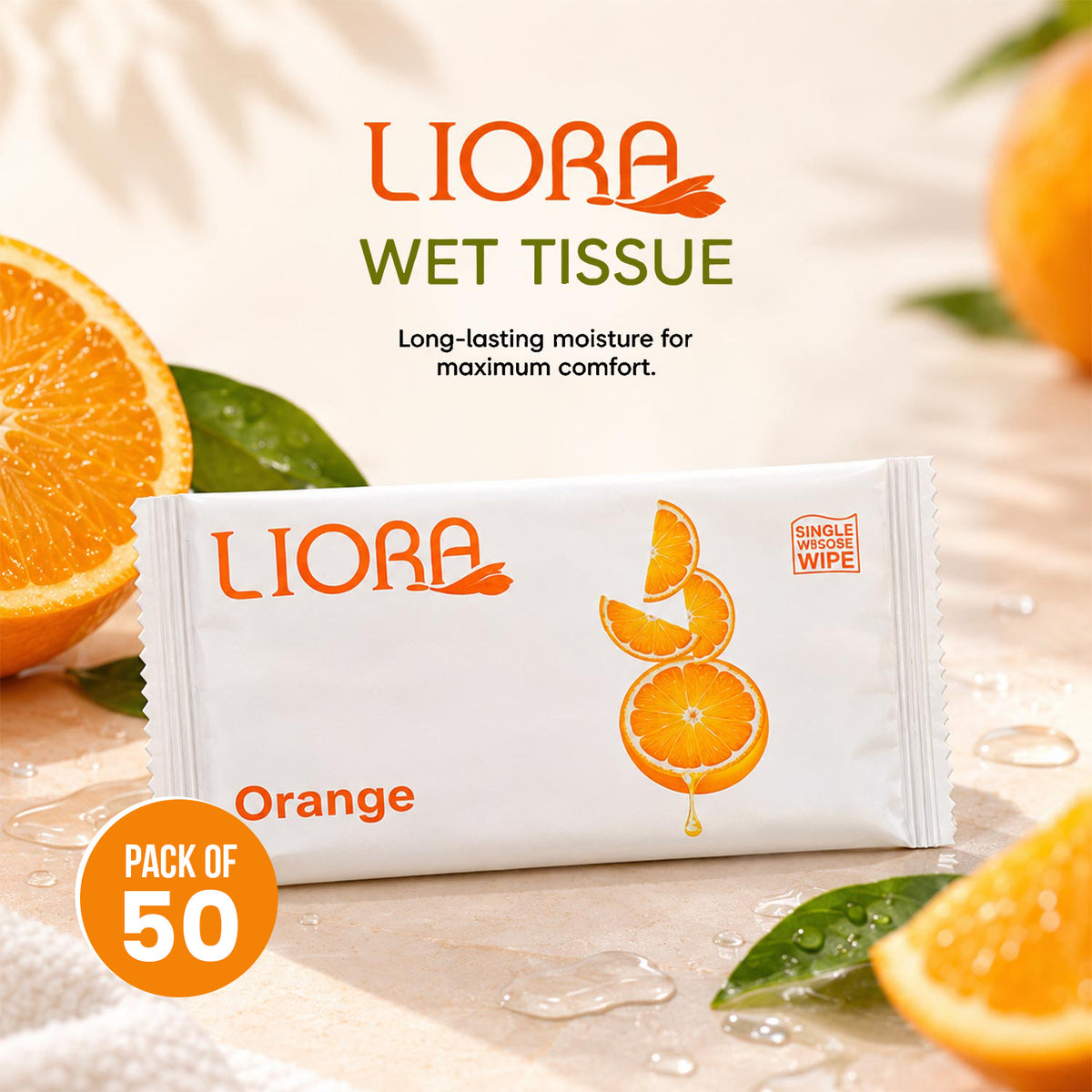 Liora Face Cleansing Single Wet Wipe (Pack of 50)