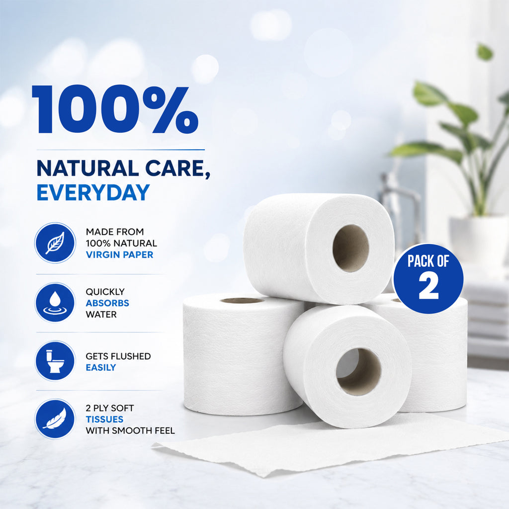 Liora 2 Ply Toilet Paper Roll | 185 Pulls × 6 Rolls | 1,110 Pulls (Pack of 2)