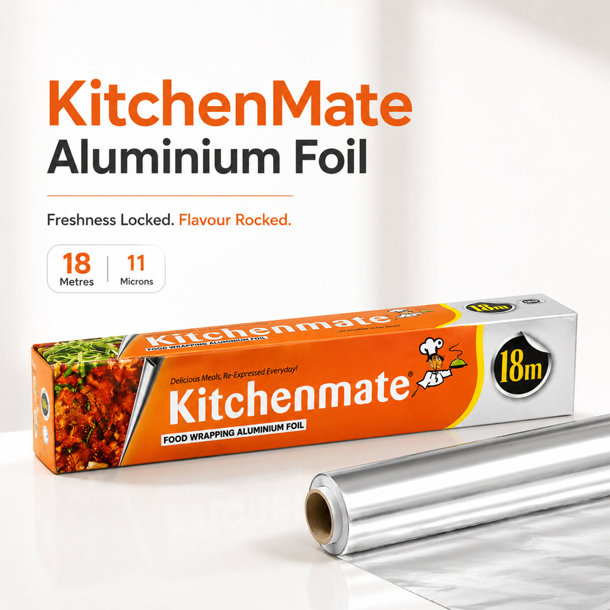 KitchenMate Silver Aluminium Foil | 18 Metres | 11 Microns (Pack of 2)