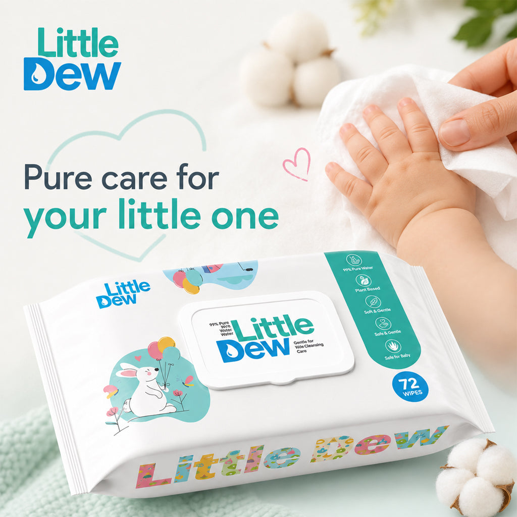 Little Dew 99% Pure Water Baby Wipes | 72 Wipes (Pack of 2)