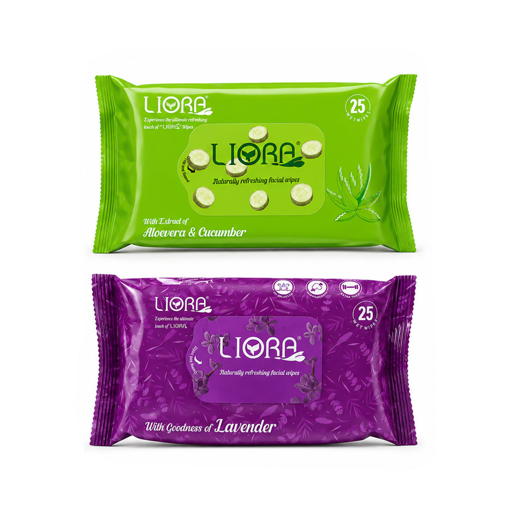 Liora Wet Wipes | 25 Wipes x 4 Packs | 100 Wipes (Pack of 2)