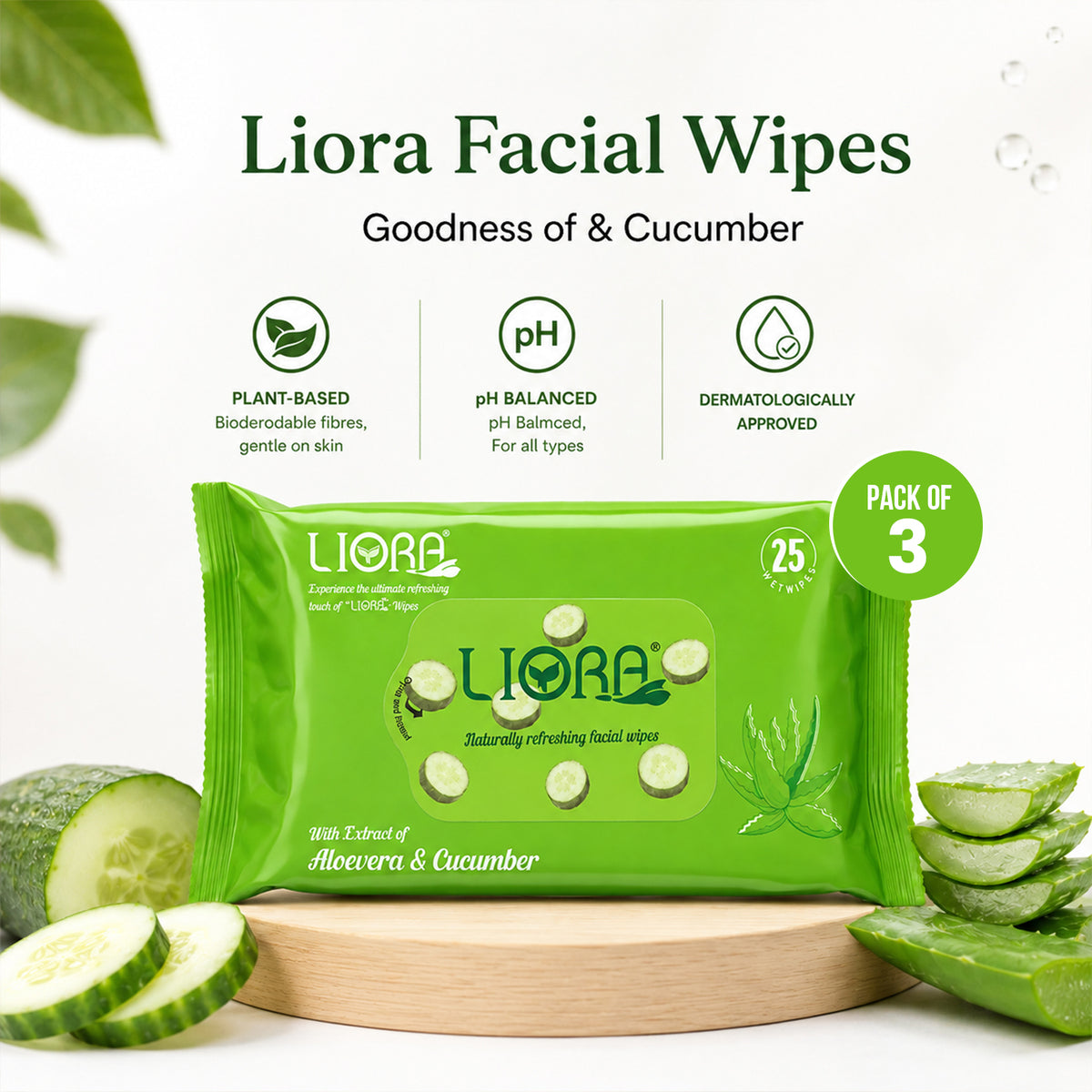 Liora Wet Wipes | 25 Wipes x 4 Packs | 100 Wipes (Pack of 2)