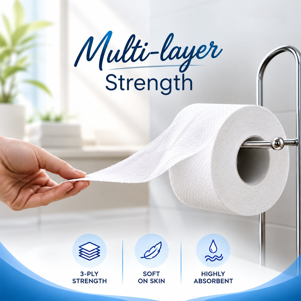 Liora 2 Ply Toilet Paper Roll | 185 Pulls × 6 Rolls | 1,110 Pulls (Pack of 2)