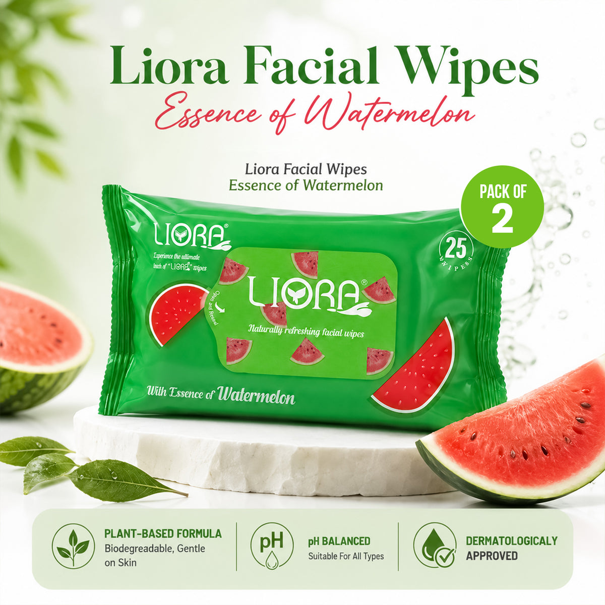 Liora Wet Wipes | 25 Wipes x 4 Packs | 100 Wipes (Pack of 2)