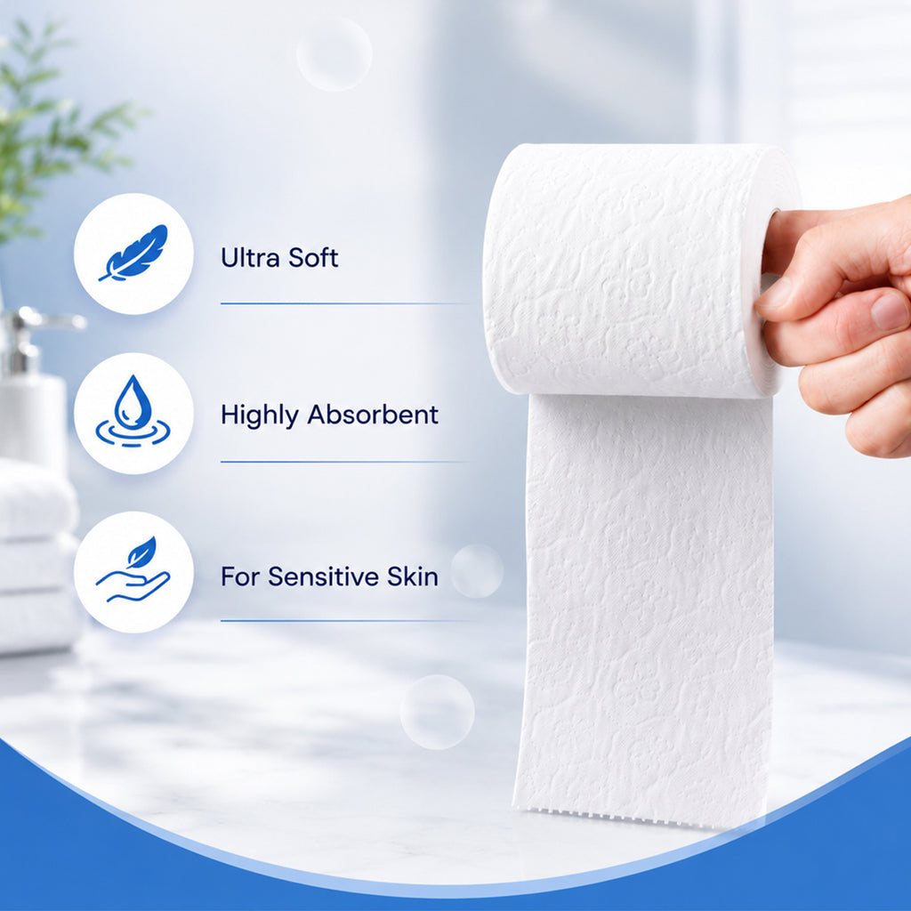 Liora 2 Ply Toilet Paper Roll | 185 Pulls × 6 Rolls | 1,110 Pulls (Pack of 2)